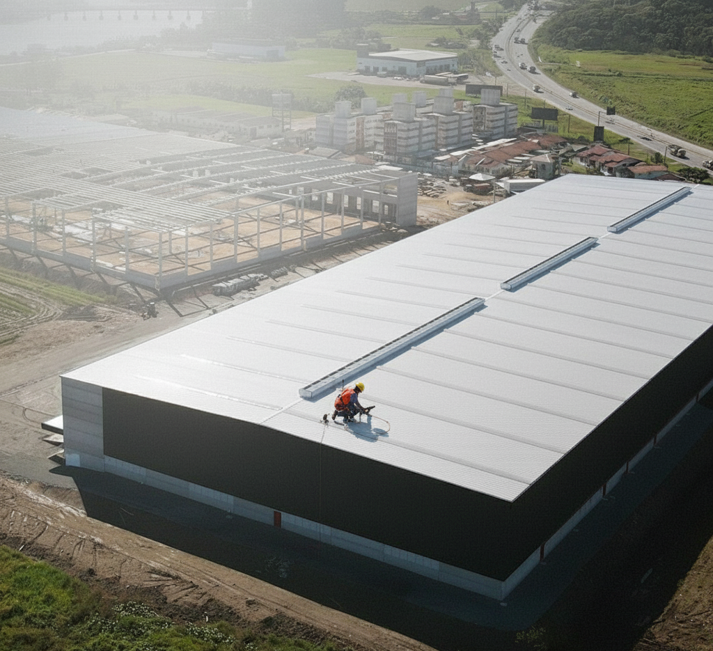 Manutenção de telhado industrial